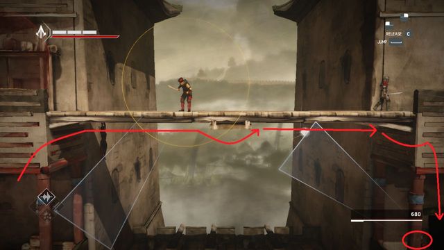 Sixth shard can be obtained when you move from one tower to another, under the bridge - Shards in sequence 11 - The Betrayal - Animus shards - Assassins Creed Chronicles: China - Game Guide and Walkthrough