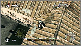 Your target is walking under the roof between the columns - lookout for him with your vision - Main Plot - Sequence 5 - Part 1 - Main Plot - Assassins Creed II - Game Guide and Walkthrough