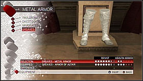 Metal Greaves - Armor collection - Economics, equipment and combat - Assassins Creed II - Game Guide and Walkthrough