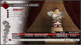 Missaglias Pauldrons - Armor collection - Economics, equipment and combat - Assassins Creed II - Game Guide and Walkthrough