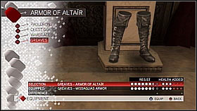 Altair Greaves - Armor collection - Economics, equipment and combat - Assassins Creed II - Game Guide and Walkthrough
