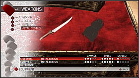 Metal Cestus - Weapon collection - Economics, equipment and combat - Assassins Creed II - Game Guide and Walkthrough