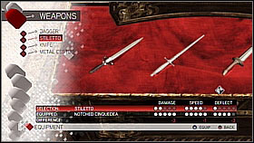 Knife - Weapon collection - Economics, equipment and combat - Assassins Creed II - Game Guide and Walkthrough