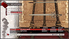 Milanese Sword - Weapon collection - Economics, equipment and combat - Assassins Creed II - Game Guide and Walkthrough