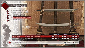 Florentine Falchion - Weapon collection - Economics, equipment and combat - Assassins Creed II - Game Guide and Walkthrough
