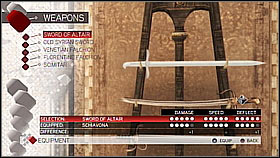 Sword Of Altair - Weapon collection - Economics, equipment and combat - Assassins Creed II - Game Guide and Walkthrough