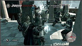 You have to finish the target that is surrounded by soldiers - Side Quests - Assassinations - Part 5 - Side Quests - Assassins Creed II - Game Guide and Walkthrough