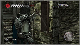 In the first room, move around the edges [1] and activate the switch - San Gimignano - Torre Grossas Secret - Dungeons - Assassins Creed II - Game Guide and Walkthrough