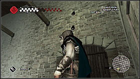 When you will be in the center of the room, balancing on a rope, swing to the right and jump on the railing, to kill a soldier who will probably already notice you - San Gimignano - Torre Grossas Secret - Dungeons - Assassins Creed II - Game Guide and Walkthrough
