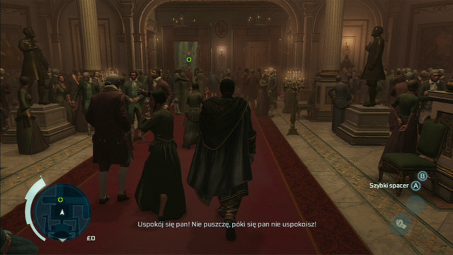 Kill the man with the attack button and afterwards move through the crowd to the opera exit, pointed by the green marker - Sequence 1 - Deadly Performance - Walkthrough - Assassins Creed III - Game Guide and Walkthrough