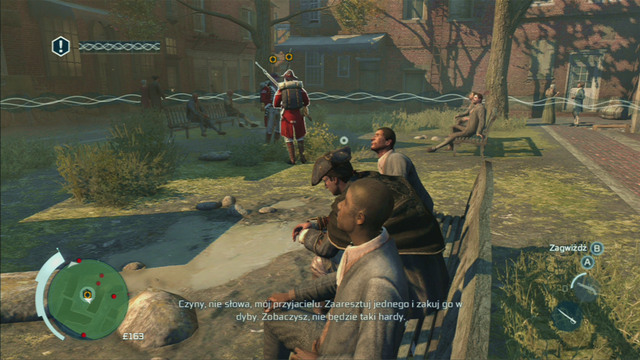 After the first eavesdrop, head to the green circle marked on the map - Sequence 2 - The Surgeon - Walkthrough - Assassins Creed III - Game Guide and Walkthrough