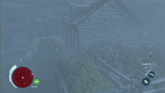 With the area clear, sneak to the end of the bushes growing by the wall - Sequence 3 - Execution is Everything - Walkthrough - Assassins Creed III - Game Guide and Walkthrough