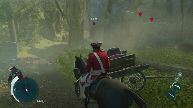 Your additional targets are the gunpowder carts placed nearby the road - Sequence 3 - The Braddock Expedition - Walkthrough - Assassins Creed III - Game Guide and Walkthrough