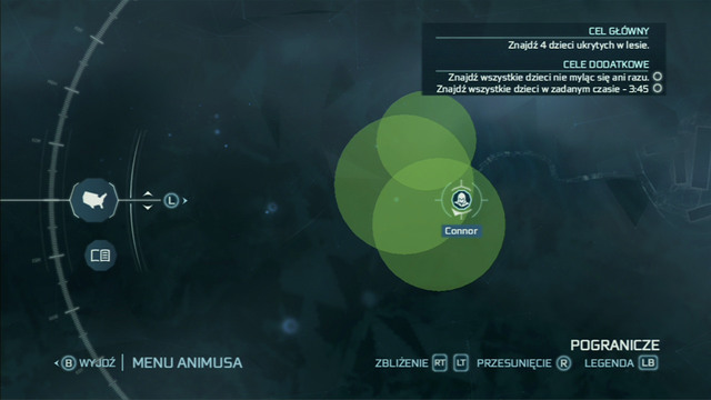 That will cause green circles inside of which the children have hidden to appear on the map - Sequence 4 - Hide and Seek - Walkthrough - Assassins Creed III - Game Guide and Walkthrough