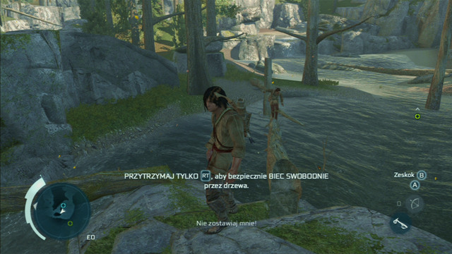 As you reach the rock at the shore, your friend will start drowning - Sequence 4 - Feathers and Trees - Walkthrough - Assassins Creed III - Game Guide and Walkthrough