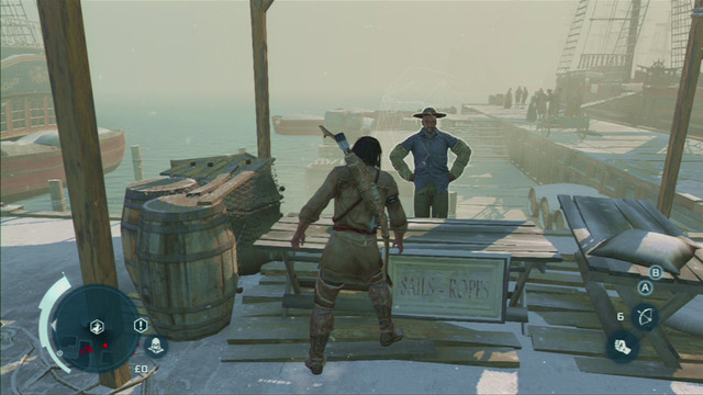 Head out of the building and follow Samuel to the docks - Sequence 5 - Stop the Press - Walkthrough - Assassins Creed III - Game Guide and Walkthrough