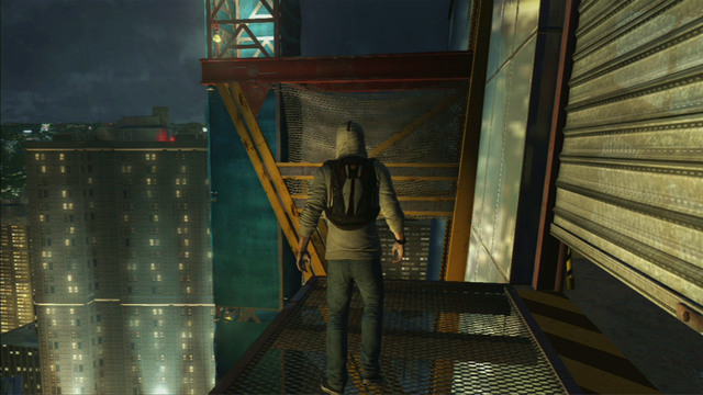 Outside, jump right and climb onto the red crane - Sequence 5 - First Power Source - Walkthrough - Assassins Creed III - Game Guide and Walkthrough