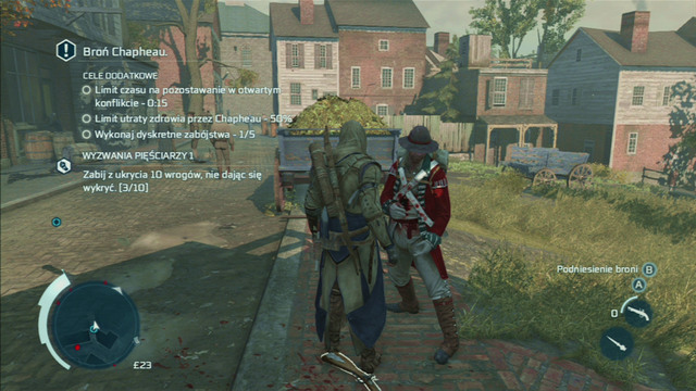 Throughout the whole mission, a dozen or so meters in front of your companion and as soon as you see a soldier, approach him from behind and assassinate with the hidden blade - Sequence 6 - The Angry Chef - Walkthrough - Assassins Creed III - Game Guide and Walkthrough