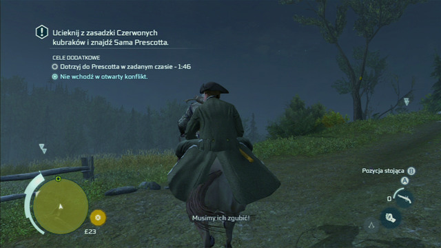 You will have to escape to riding as fast as possible to the green zone marked on the map - Sequence 7 - The Midnight Ride - Walkthrough - Assassins Creed III - Game Guide and Walkthrough