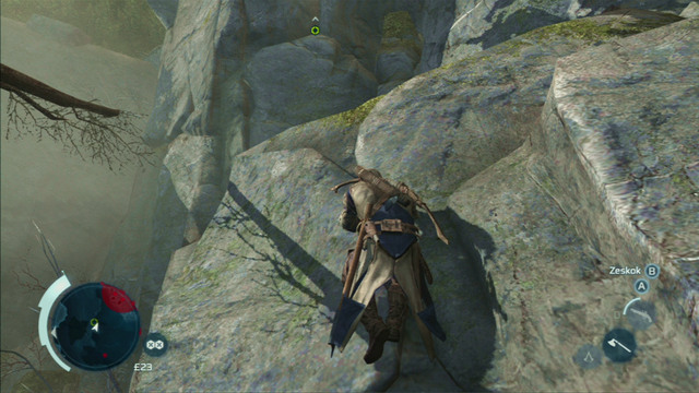 To reach the next point, you need to climb onto the rock on the right - Sequence 7 - Battle of Bunker Hill - Walkthrough - Assassins Creed III - Game Guide and Walkthrough