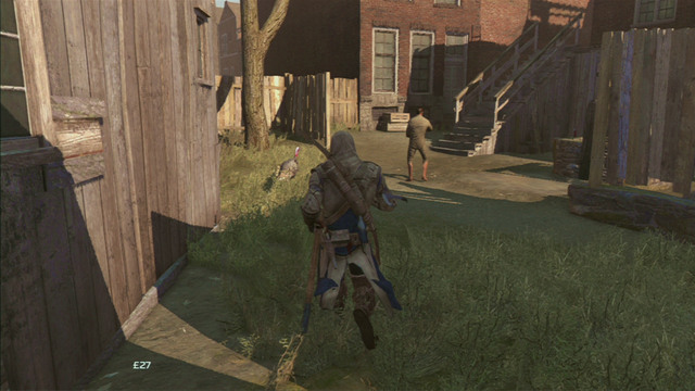 Behind the second wooden stairs you will have to once again run right - Sequence 8 - Something on the Side - Walkthrough - Assassins Creed III - Game Guide and Walkthrough