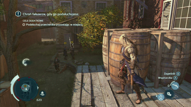 Optional objective: Perform a successful static eavesdrop - Sequence 8 - Something on the Side - Walkthrough - Assassins Creed III - Game Guide and Walkthrough