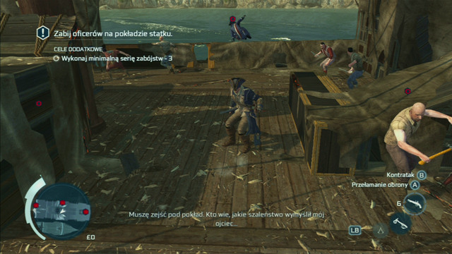 To do that, run to the commander in front of you right after getting aboard the ship - Sequence 9 - A Bitter End - Walkthrough - Assassins Creed III - Game Guide and Walkthrough