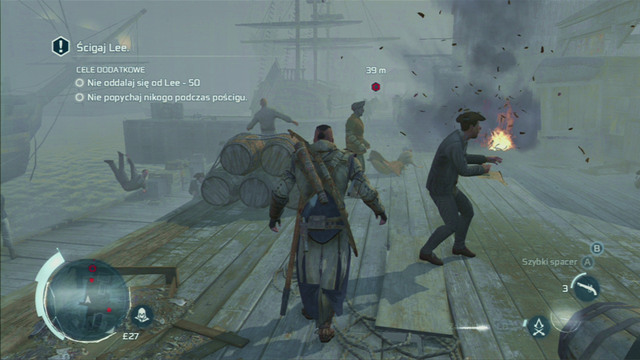 Start off by quickly jumping to the seashore to avoid the first group of guards - Sequence 12 - Chasing Lee - Walkthrough - Assassins Creed III - Game Guide and Walkthrough