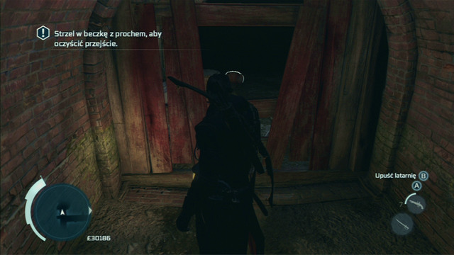 To clear the passage, shoot the gunpowder barrel on the other side of the barricade - Boston - Underground - Assassins Creed III - Game Guide and Walkthrough