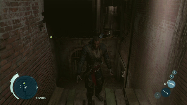 To get past this obstacle, jump right from the left wall and blow up the barrel on the other side of the room - New York - Underground - Assassins Creed III - Game Guide and Walkthrough