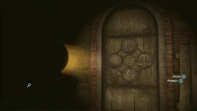 To open the door, place the lens in the following order: sun above, letter on the right, weight below and circle on the left - New York - Underground - Assassins Creed III - Game Guide and Walkthrough