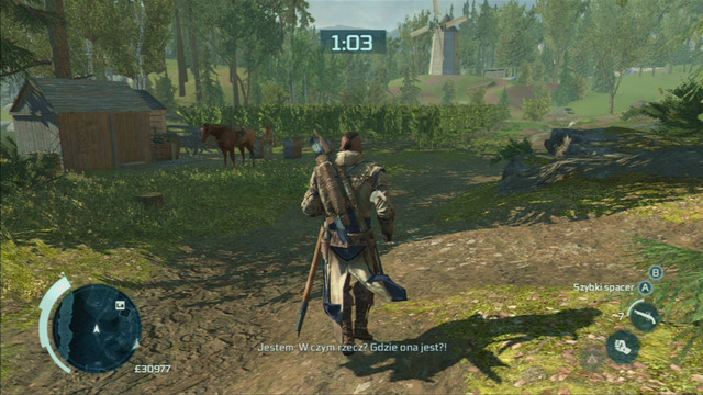 Don't get too far from him, as right behind the bridge you will have to turn left and inform the woman's husband - Warren and Prudence - Homestead - Assassins Creed III - Game Guide and Walkthrough