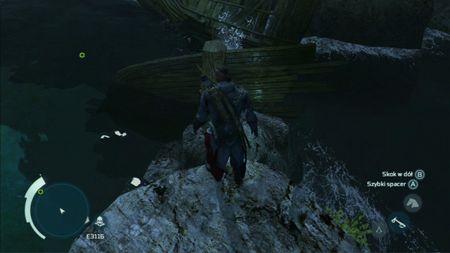 As you reach the shore, climb onto the nearest rocks and jump from them onto the wreck on the right - Naval mission - Dead Chests Treasure - Captain Kidd's treasure - Assassins Creed III - Game Guide and Walkthrough