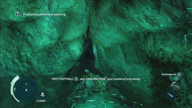 After getting inside, swim forward until you reach a rock which you can climb - Naval mission - Oak Island - Captain Kidd's treasure - Assassins Creed III - Game Guide and Walkthrough