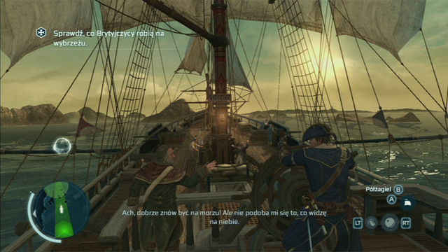 Out in the sea, always try to go with the wind, the direction of which can be seen on the mini-map in the lower left corner of the map - Controlling the ship - Ships - Assassins Creed III - Game Guide and Walkthrough