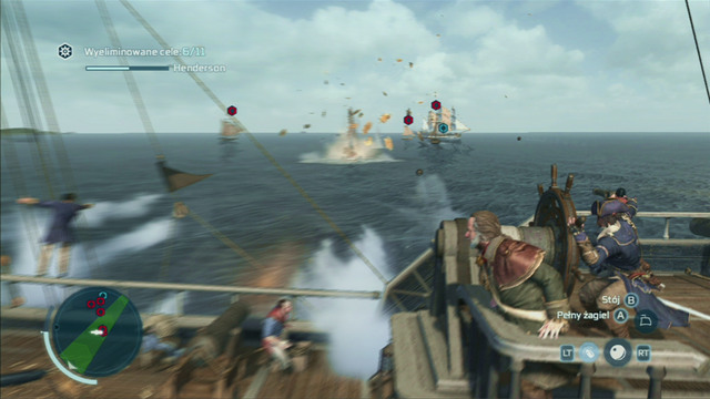 Holding down and then releasing the free run button will launch a powerful cannon volley from the side of the ship, aimed at where the camera is pointing - Naval battles - Ships - Assassins Creed III - Game Guide and Walkthrough