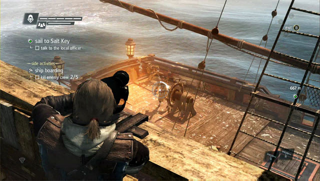 Before you go aboard, it is a good idea to shoot the crew with the swivel gun - Boarding - Naval battles - Assassins Creed IV: Black Flag - Game Guide and Walkthrough