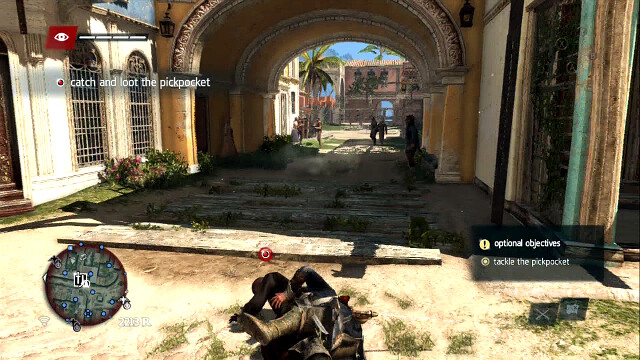 Knock the pickpocket over to gain a bonus - 01 - Lively Havana - Sequence 2 - Assassins Creed IV: Black Flag - Game Guide and Walkthrough