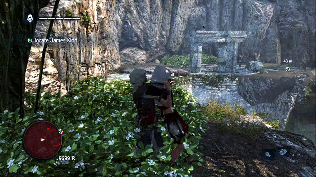 Deal with the last, third guard and jump towards the ruins in the background of the screenshot, where you need to hide immediately next to the assassins here - 02 - Nothing is True... - Sequence 4 - Assassins Creed IV: Black Flag - Game Guide and Walkthrough