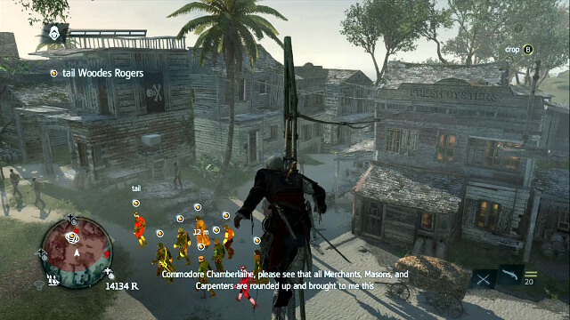 Use the connections between buildings, shown in the screenshot, to be able to move ahead safely - 01 - We Demand A Parlay - Sequence 7 - Assassins Creed IV: Black Flag - Game Guide and Walkthrough