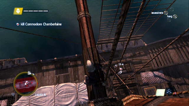 When Chamberlaine is passing nearby, jump down and kill him - 03 - Commodore Eighty-Sixed - Sequence 7 - Assassins Creed IV: Black Flag - Game Guide and Walkthrough