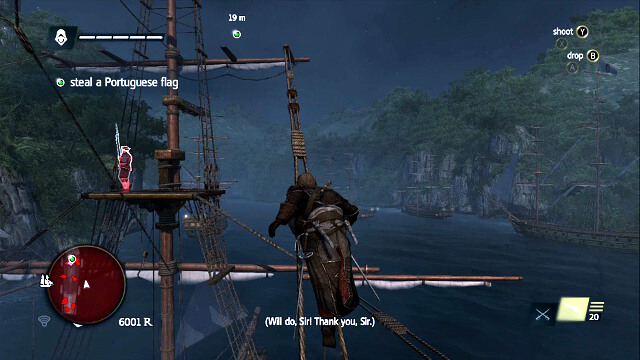 Run over to the other mast - 01 - Black Barts Gambit - Sequence 10 - Assassins Creed IV: Black Flag - Game Guide and Walkthrough