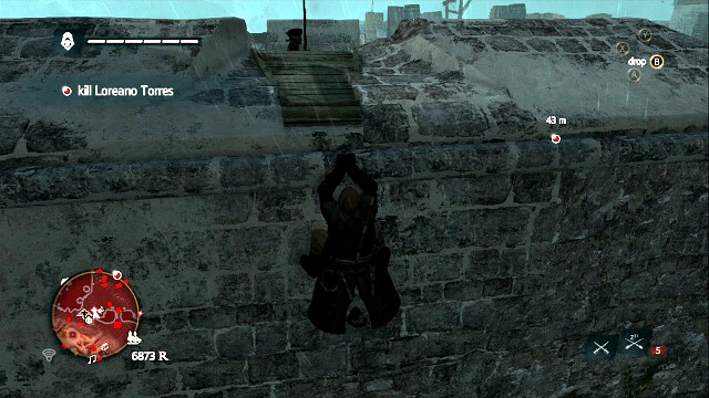 Before you jump over onto the fort check carefully where the local gunner is - 03 - Tainted Blood - Sequence 12 - Assassins Creed IV: Black Flag - Game Guide and Walkthrough