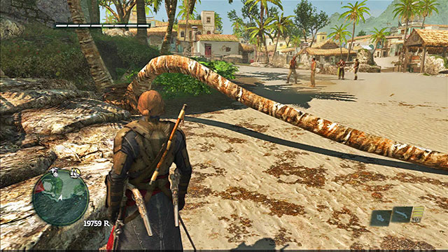 The treasure is also in Havana, in the Southern part of the city, right next to the rock with the tower built on it, next to the fallen palm - Havana - Treasure maps - Assassins Creed IV: Black Flag - Game Guide and Walkthrough