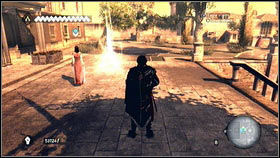 Take the box by pressing B [1] and follow the woman - Sequence 1 - Peace at Last - p. 1 - Walkthrough - Assassins Creed: Brotherhood - Game Guide and Walkthrough