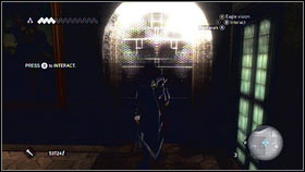 After the cut scene, go upstairs [1] and open the door leading to the bed room (B) [2] - Sequence 1 - Peace at Last - p. 2 - Walkthrough - Assassins Creed: Brotherhood - Game Guide and Walkthrough
