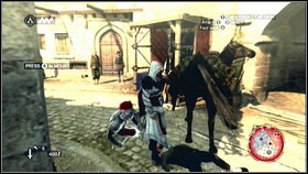 After you will start this quest, jump on the nearest horse and follow Machiavelli [1] - Sequence 2 - A Wilderness of Tiger - p. 3 - Walkthrough - Assassins Creed: Brotherhood - Game Guide and Walkthrough