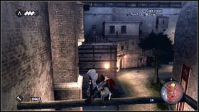 Now use the sticks to get to the nearby wall [1] - Sequence 4 - Den of Thieves - p. 1 - Walkthrough - Assassins Creed: Brotherhood - Game Guide and Walkthrough