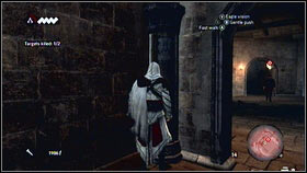 When one of them will get close to you, kill him fast [1] and hide [2] - Sequence 4 - Den of Thieves - p. 2 - Walkthrough - Assassins Creed: Brotherhood - Game Guide and Walkthrough