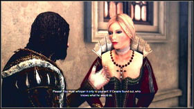 You will find yourself in the alcove [1] and you will be able to see Borgias wife and her lover [2] - Sequence 4 - Den of Thieves - p. 2 - Walkthrough - Assassins Creed: Brotherhood - Game Guide and Walkthrough